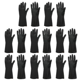 sourcing map Chemical Resistant Gloves, Latex Industrial Gloves Anti-Slip Protective Safety Work Glove for Cleaning Dish Washing Resist Acid Alkali, Medium, Black, Pair of 8
