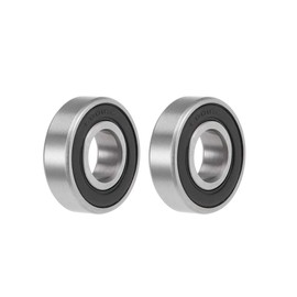 sourcing map Pack of 2 Grooved Ball Bearings 6001-2RS Z2 Double Shielded Carbon Steel 12 mm x 28 mm x 8 mm