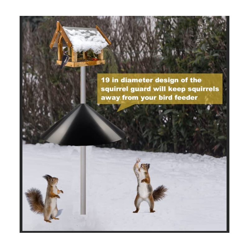 Queension 19-inch Wide Squirrel Proof Baffle,Squirrel Guard Stopper for Outside