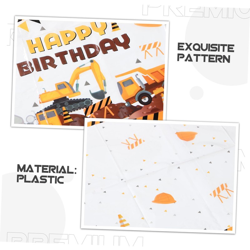 COLLBATH Dinner Tablecloth Waterproof Plastic for Home Decor Construction Theme