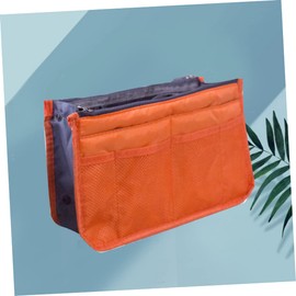 Vaguelly Portable Handbag Double Zipper Storage Bag Large Capacity Toiletries Organizer Foldable Wash Bag for Travel Trips Durable Material Orange