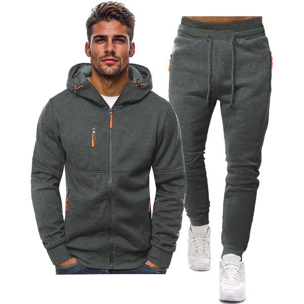 Hakjay Sweatsuits for Men 2 Piece Hoodie Men's Jogging Tracksuit Set Casual Athletic Long Sleeve Outfit Pullover Suit Set