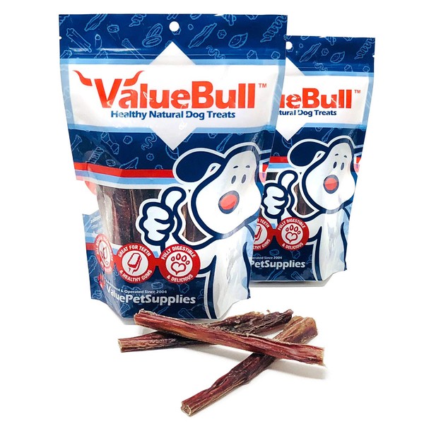 ValueBull USA Bully Sticks for Dogs, 6 Inch, Odor Free, 2 Pound - All Natural Dog Treats, 100% USA Beef Pizzles, Single Ingredient Rawhide Alternative