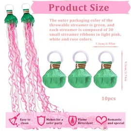 10 Pack Hand Throw Streamers,Pink White Hand Throw Crepe Paper Popper,Each Colorful Streamer Poppers Has 30 Poppers Ribbons,Baby Pink Finger Streamers No Mess Confetti for Birthday Carnival Wedding