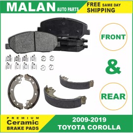 1 For 2009-2019 Toyota Corolla Front Brake Pads & Rear Brake Shoes Kit