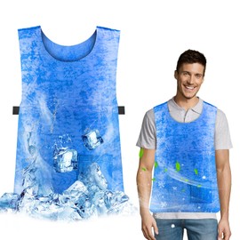 AstraLoom PVA Water-Activated Cooling Vest for Men & Women - Evaporative Ice Vest for Hot Weather, Outdoor Work & MS Relief (Adjustable, Blue)