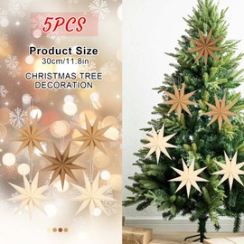 BestoFun 5 PCS Brown Paper Star Lanterns Hanging Khaki Stars Christmas Party Decorations Hanging Beige Lampshade Christmas Wedding Birthday Christmas Home Party Decorations (12 Inch)