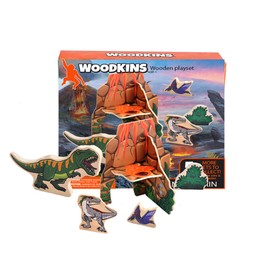 Wild Republic, Woodkins Dino Mountain Wooden Playset, Great for Innovative Play, Eco Friendly, Five Piece Boxed Set