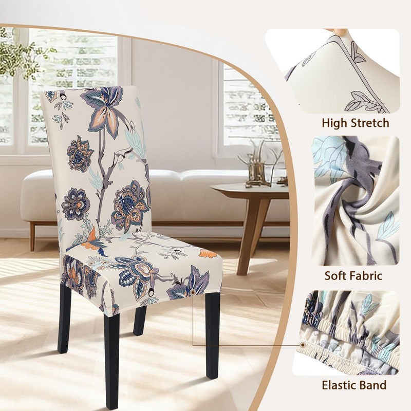 SearchI Fit Stretch Removable Washable Short Dining Chair Covers Slipcover