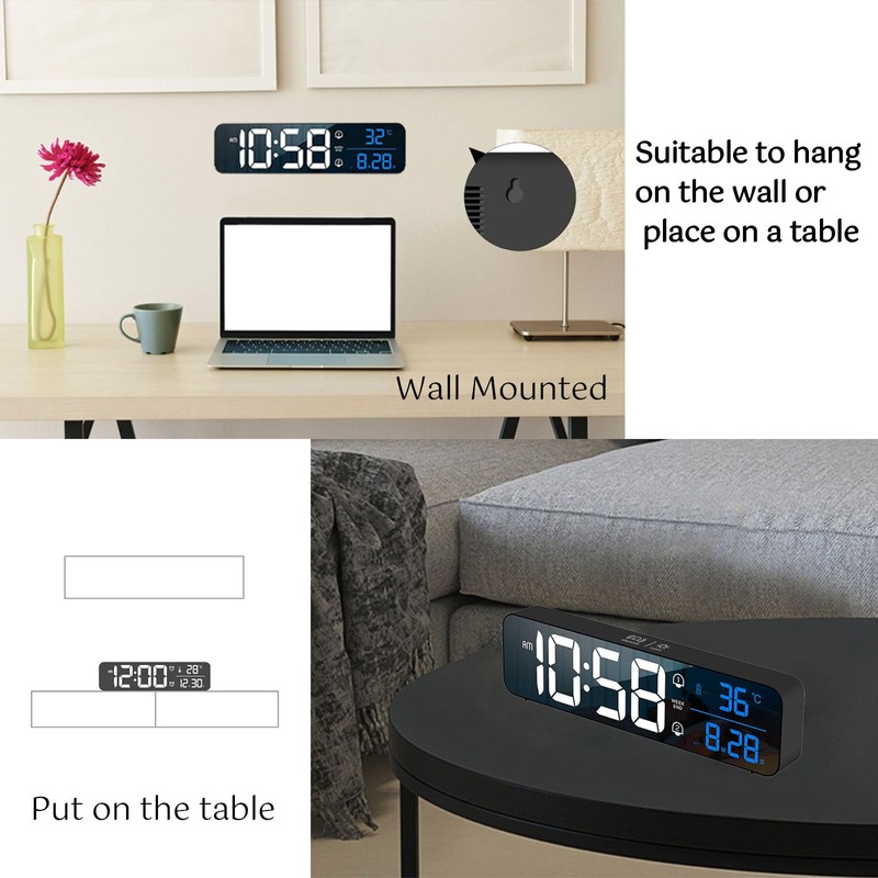 Digital Clock, Large Display LED Alarm Clock for Living Room