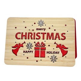 Wooden Christmas Greeting Card,Handmade Christmas Decorative Wooden Card, Merry Christmas Card For Friends,Family