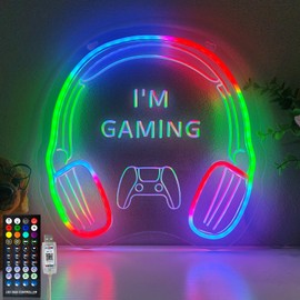 Eeutiwe Gaming Neon Sign with APP Control & Remote, Color Changing Neon Sign Wall Decor for Game Zone/Video Room/Bedroom, Gamer Room Decor for Boys Girls Lovers