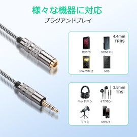 SinLoon 4.4mm Female to 3.5mm TRS Male Audio Converter Cable Gold Plated OFC Bra Cable Balanced to Unbalanced HiFi DAP Headphone Amplifier (Cool Gray)