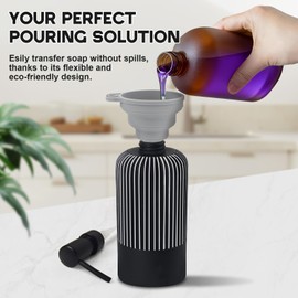 Black Soap Dispenser for Kitchen, Modern Plastic Dish & Hand Soap Dispenser with Pump for Bathroom, Refillable Liquid Soap & Lotion Dispenser (380ml/13oz)