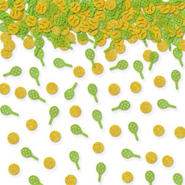 100pcs Tennis Confetti, Gold&Green Glitter Tennis Ball Table Confetti for Baby Shower, Tennis Ball Paper Scatters, Tennis Player Birthday Party Table Decoration