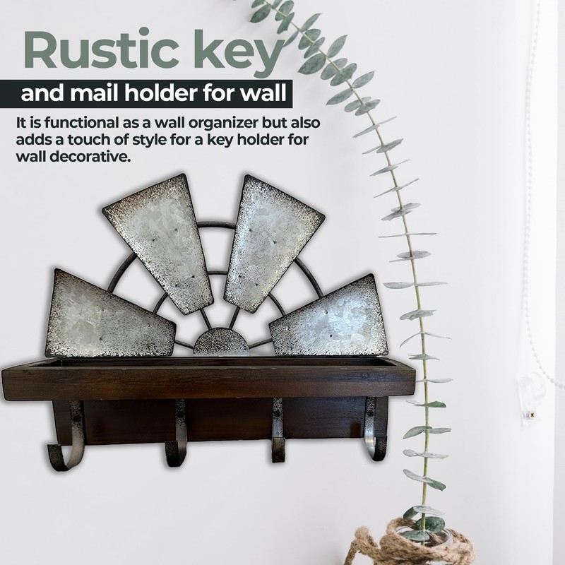 Rooty Heart Windmill Key Holder for Wall Decorative Wall Mounted