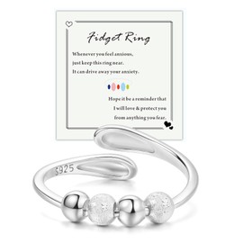 To My Dear Fidget Ring, Sterling Silver Fidget Rings for Anxiety Women, Silver Anxiety Ring for Mum Her Women Men, Adjustable Anti Aniexty Stress Relief Spinner Thumb Ring, Valentines Mothers Day