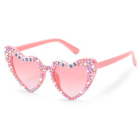 Etercycle Bride Sunglasses, Heart Sunglasses for Bachelorette Party, Fashion Rhinestone Pink Sunglasses For Bride to Be Gift