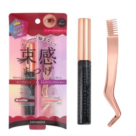 Shobido Cosmetics Hall Bundle-Feel Lash Keep Coat, 5 Types of Beauty Ingredients, 5-Free Formula, Eyelash Extensions & Lash Perms OK (Glossy Black & Mini Tweezers, 0.23 oz (6.5g))