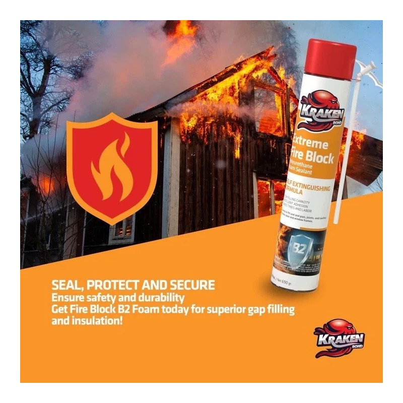 Kraken Bond Extreme Fire Block Polyurethane Straw Foam Sealant 24