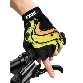ROXX Guantes de ciclismo sin dedos para hombre y mujer, unisex, acolchados de gel, guantes de ciclismo de medio dedo, guantes de equitacin            