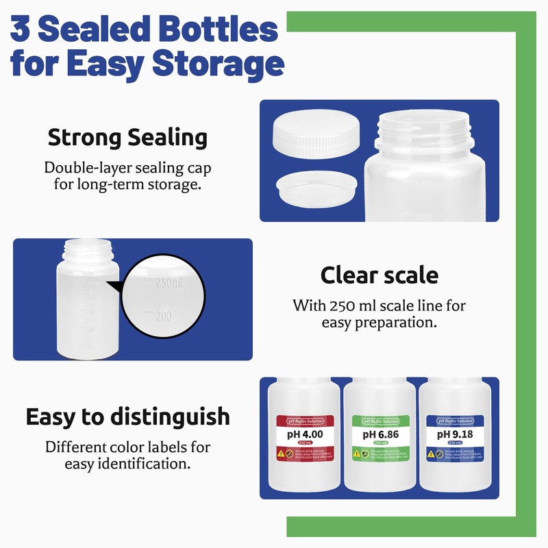CIZTADA 15 Pack pH Calibration Buffer Powder with 3 Bottles,