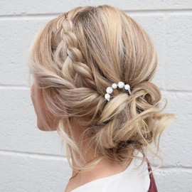 Pack of 2 French Hair Pin, Metal Hair Combs, Hairpins, U-Shaped Hairpin Clip, 2 Prong Hair Comb Turtle Shell Hairpin Hair Updo for Women and Girls (Gold, Pearl)