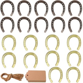 Toosunny 20 Pcs Lucky Horseshoes Wedding Favors with Kraft Tags Vintage Horseshoe Decorations for Rustic Vintage Wedding Party Birthday Decor 2 colors