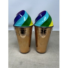 Absolut Elyx Rainbow Drinking Cup Tumbler Reusable Barware Copper with Lid Lot 2