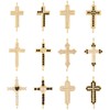 12 Pcs Real 16K Gold Cross Charms Cubic Zirconia Connector