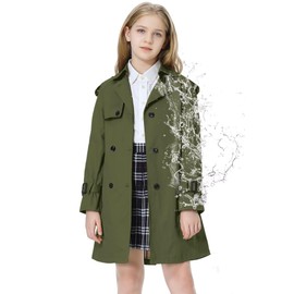 Betusline Women's Trench Coat Double Breasted Overcoat Classic Lapel Outerwear Coat with Belt, 2# Army Green, L