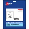 Avery Matte White Rectangle Labels with Sure Feed, 8" x