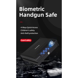【Biometric Pistol Safe】- Small Gun Safe for Handguns, Quick Access Fingerprint & Digital Keypad, Secure Steel Lock Box with Emergency Keys, Fits Glock, Pistols, Revolvers - Compact Home & Travel Safe