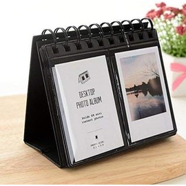 Kompassswc Photo Album Desk Calendar Album 68 Photos Slip-in Album for Stand Up Photo Album for Polaroid, Instax Mini 70 7s 8 50s 90.3 Inch Photos (Black)