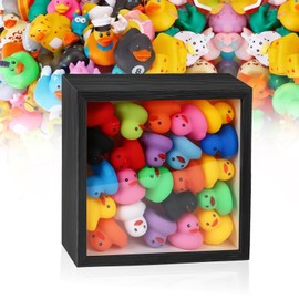 YAORISE Rubber Duck Dispaly Case, Wood Case to Storage Assorted Rubber Duck, Suitable for Display 2in Rubber Duck, Not Include Ducks, Birthday Gift for Duck Lover, Home Decoration, Black