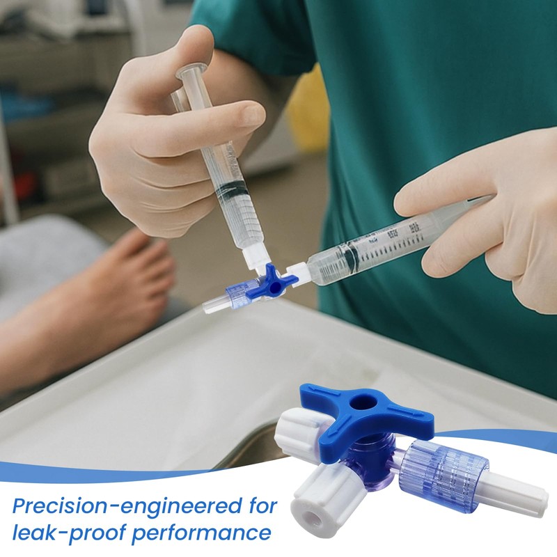 3-Way Luer Stopcock with Male Luer Lock, Disposable Stopcock Valve