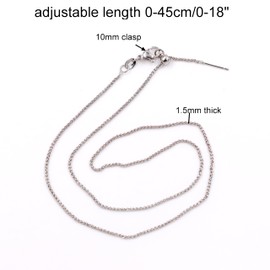 Fukugems Excellent Quality Jewellery Accessories Chains for Jewellery Necklace Making Rope Chain with Almighty Clasp 1.5 mm x 45 cm White Gold