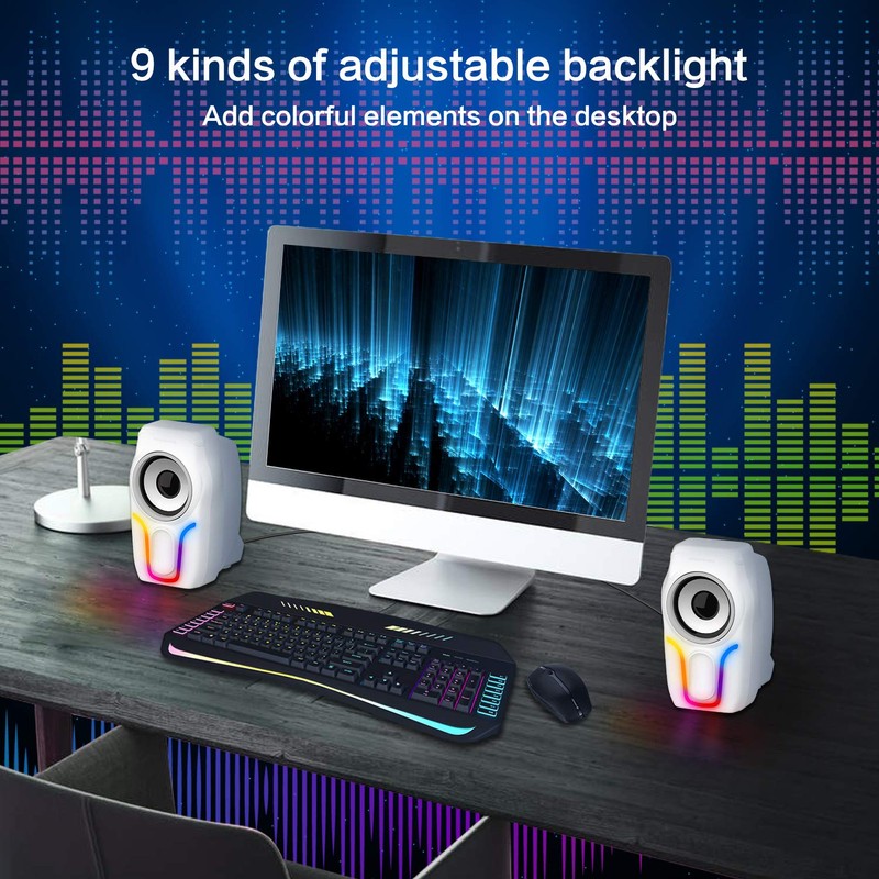 MAMBASNAKE Computer Speakers, 2.0 USB Powered PC Speakers Stereo Volume
