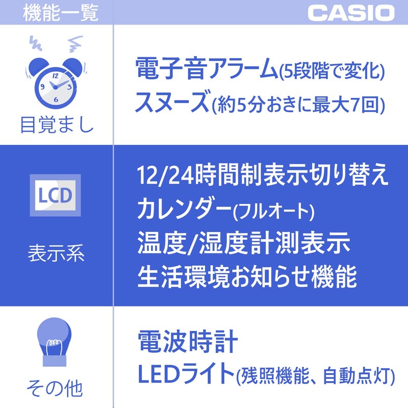 CASIO DQL-170NJ-1JF Alarm Clock, Radio Wave, Black, Automatic Lighting, Digital