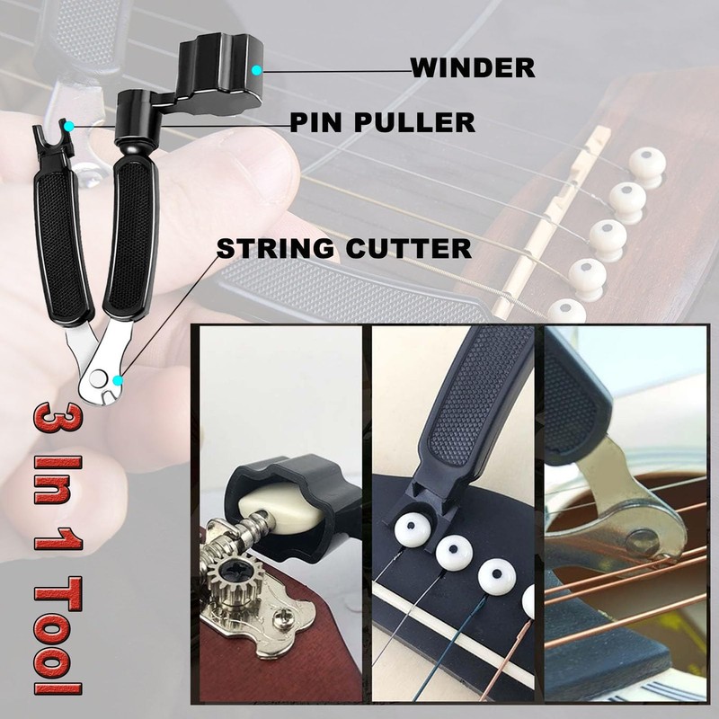 JINWEE Acoustic Guitar Accessories Kit,Guitar Tool Changing Kit Including Acoustic