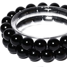 4MM Natural Stone Beads, Round Loose Beads, Gemstone for Jewellery Making with Crystal Stretch String (Obsidian, 90 Pieces)