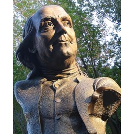 HISTORY GALORE 24x36 Gallery Poster, Keys to Community, a Bust of Benjamin Franklin by James Peniston at 325 Arch Street in Center City