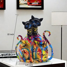 IDORTYBB Graffiti Egyptian Cat Statue Kitty Sculpture Animal Art Figurine Home Decor Decoration for Living Room Bedroom Book Shelf Cabinet Desk Table Top Centerpieces Ornaments (Multi B)