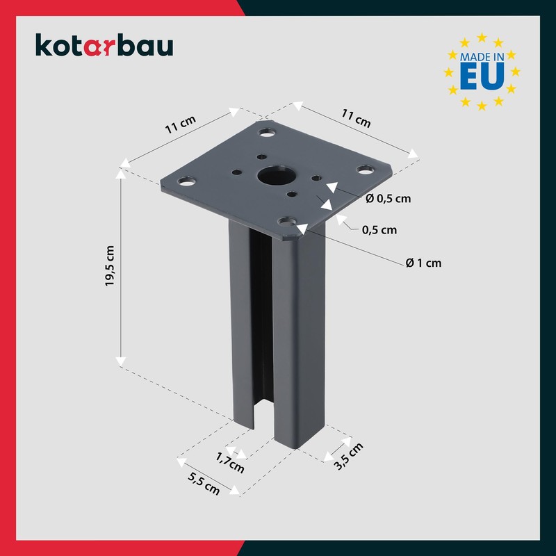 Kotarbau® Post Anchor 60 x 40 mm Post Shoe Fence