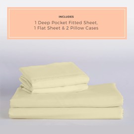 PeachSkinSheets Buttercream Yellow Sheet Set - 1500tc Level of Softness - Extra Soft Cooling Sheets for Hot Sleepers and Night Sweats - California King Size