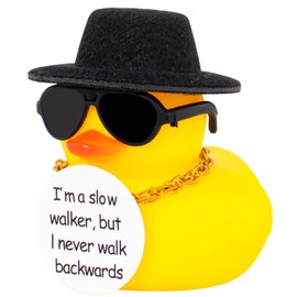 wonuu Encouragement Support Rubber Duck Car Dashboard Decorations, Funny Thinking Positive Duck with Card Creative Duck Car Ornament for Cute Car Accessories, Black