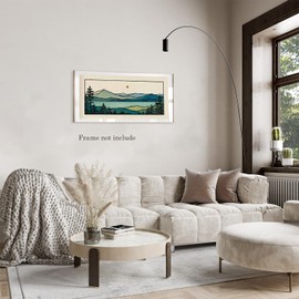 Selitiyer Mountains Wall Art Minimalist Wall Art Boho Mountain Wall Art Modern Wall Decor Green Lake Landscape Wall Art Modern Home Decor for Living Room Bedroom Dining Room Office 24x12inch Unframed