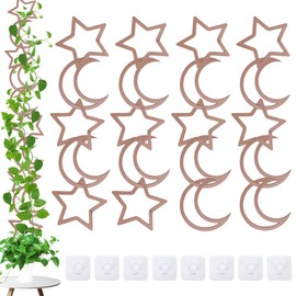 20pcs Chain Trellis for Climbing Plants, HSSZXFR DIY Plant Climber Support for Vines and Garden Wall Trellis, Indoor and Outdoor Accessories for Monstera Pothos Ivy Flower (Star and Moon)