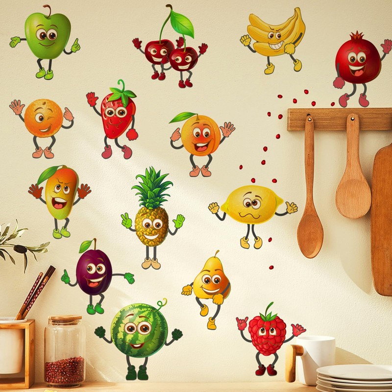 4 x Wall Stickers Kitchen Fruit Funny Fruit Wall Stickers
