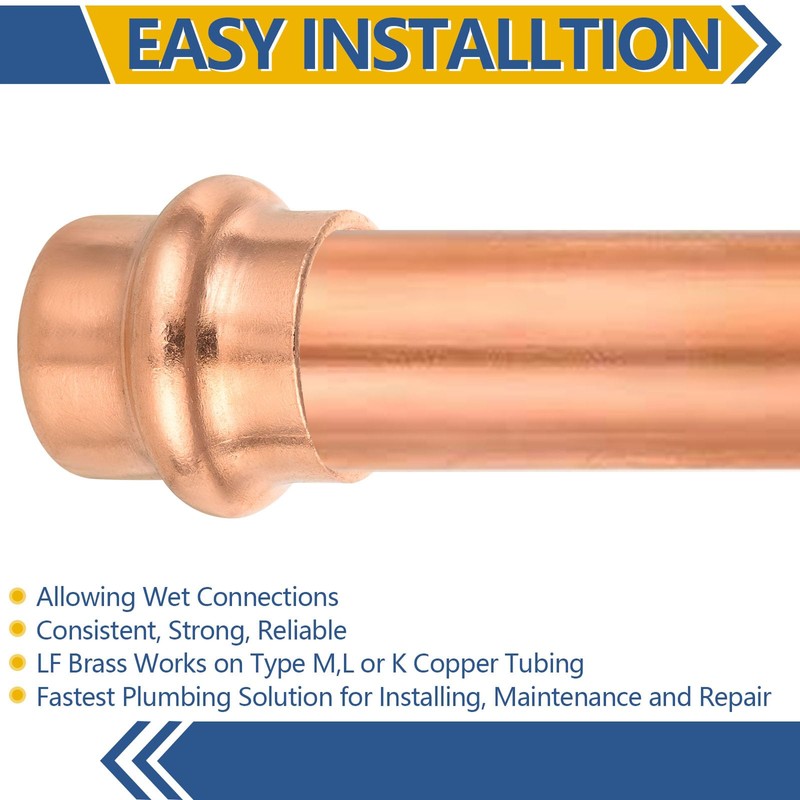 10-Pack GUOFIS Copper Press End Cap, 1/2" x 1/2" Plug